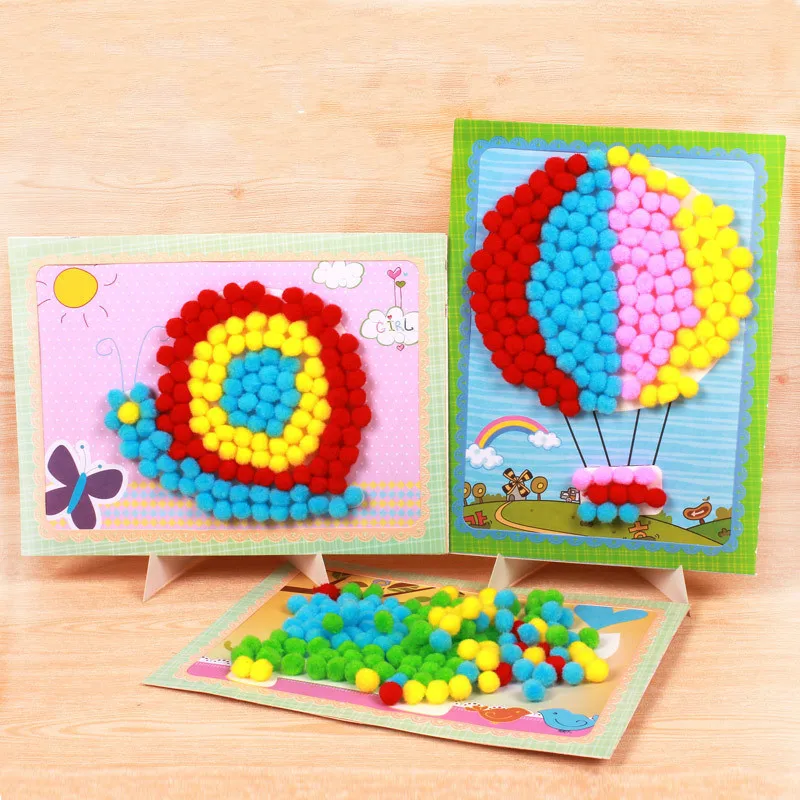 

2020 New Child Toy DIY Hairball Handicrafts Girl Gifts Sticky Paper Painting Kindergarten Material Kids Crafts Toys For children