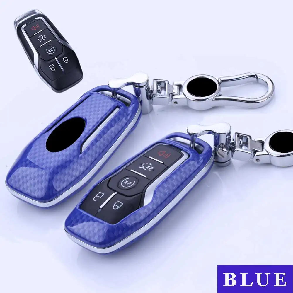 Для FORD 15-18 FUSION MONDEO MUSTANG F-150 EDGE EXPLORER для LINCOLN MKC MKX 4 кнопочный чехол для ключей, чехол, карбоновый цвет - Название цвета: for lincoln blue
