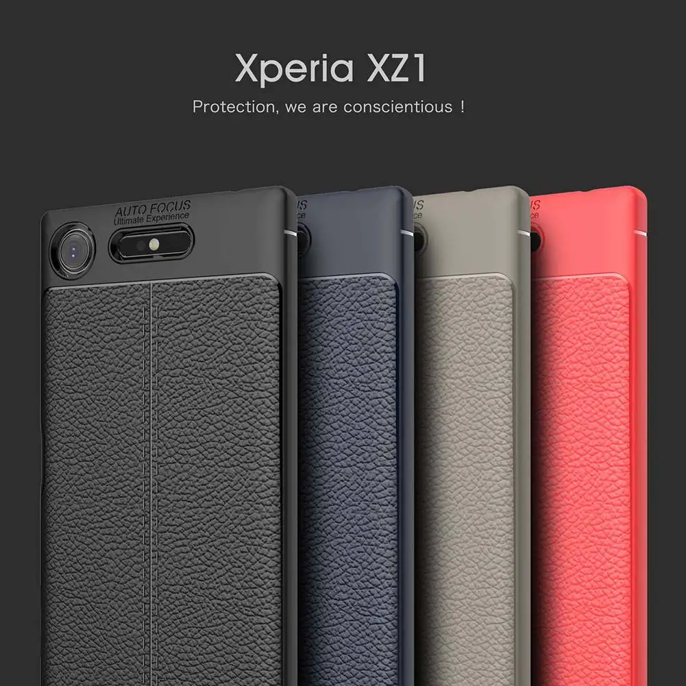 Роскошный мягкий ТПУ чехол UPaitou для Sony Xperia XZ1 кожаный силиконовый с текстурой двух