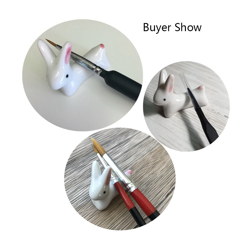 

BQAN 1PCS Ceramic Rabbit Design Nail Art Brush Holder Acrylic UV Gel Brush Rest Holders Pen Displayer Stand Manicure Tool