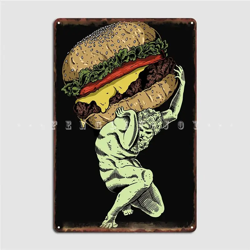 

Металлический плакат Atlas с большим бургером, постер для кухни, кинотеатра, гостиной, дизайнерские плакаты