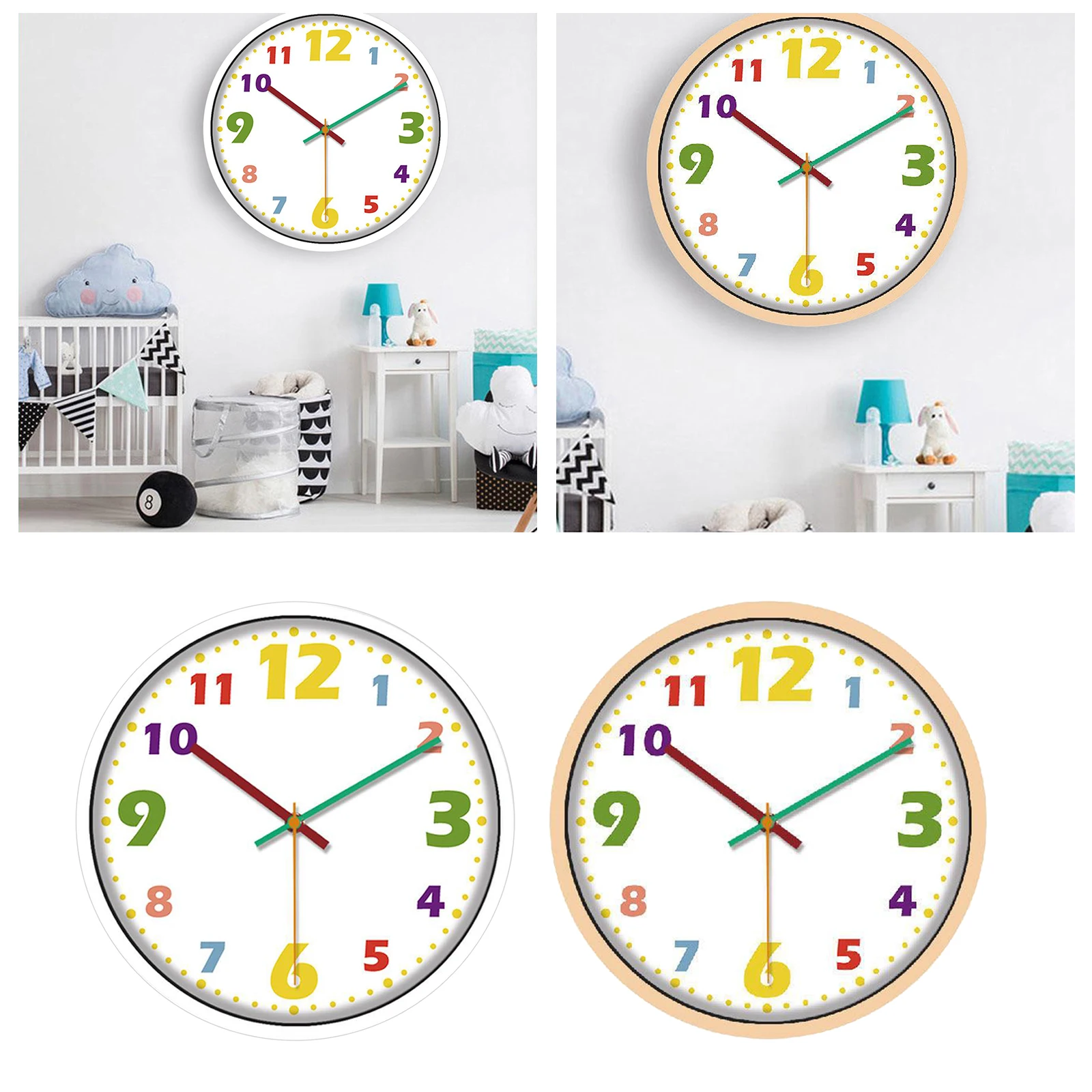 

Kids Children Wall Clock 12 Inch Colorful Decorative Easy to Read Classroom
