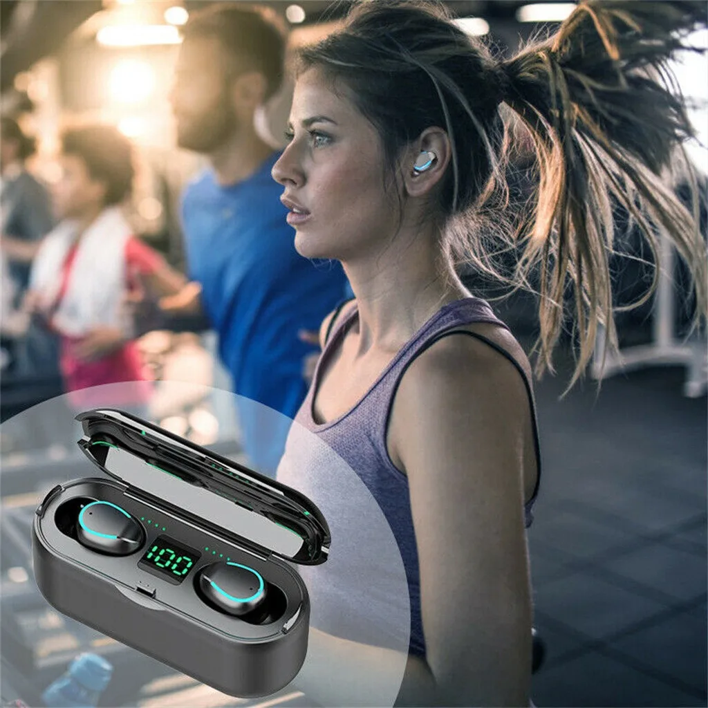 Беспроводные наушники F9 Bluetooth 5 0 TWS HIFI мини в ухо Спортивная гарнитура для бега