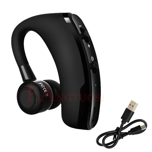 Черный FANGTUOSI V9 бизнес беспроводные Bluetooth наушники Handsfree шумоподавление Гарнитура ушные крючки наушники с микрофоном для iPhone 11 - Цвет: Черный
