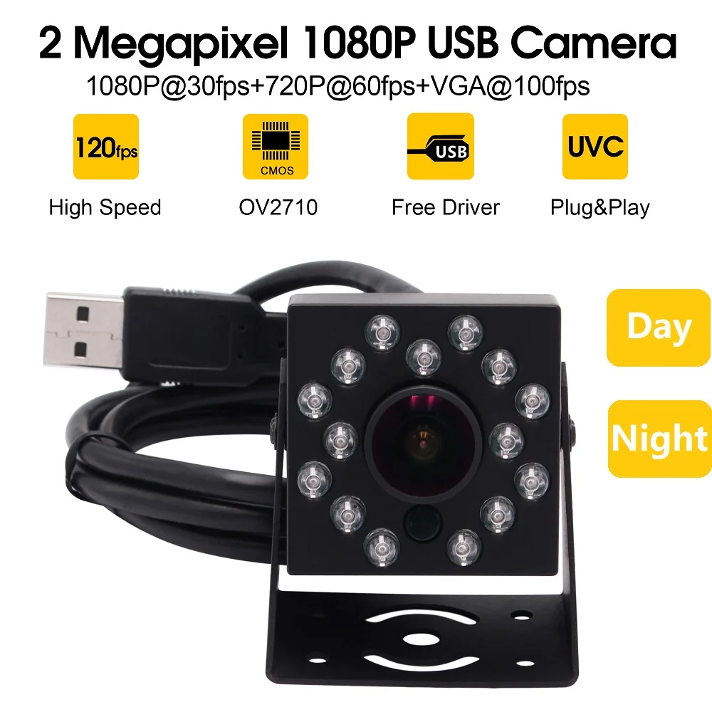 2MP USB Webcam 1080P HD CMOS OV2710  IR Night Vision Infrared Mini Webcam UVC USB camera for PC Computer Laptop Video Conference