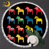 BlessLiving Ethnic Horse Round Beach Towel Yellow Red Yoga Mat Vivid Animal Microfiber Bath Towels 150cm Decorative Home Decor 1