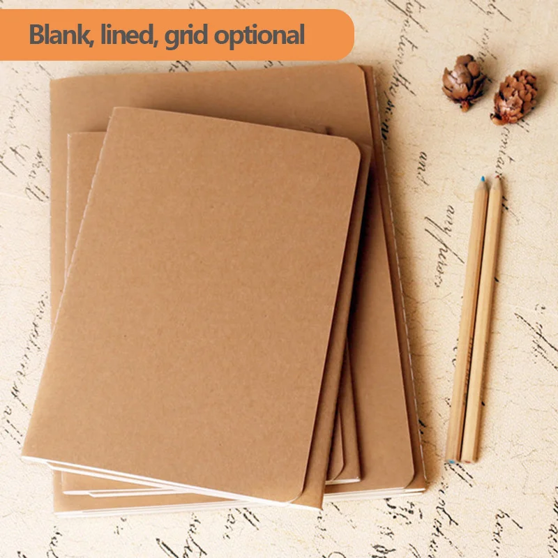 

Kraft paper cover A5, retro notebook A5, optional blank / grid / lined diary, 38 pages / 76 pages, school drawing diary supplies