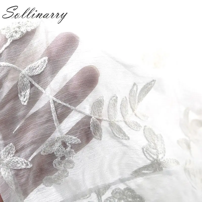 Sollinarry/повседневное короткое платье с вышивкой для женщин 2019 белое элегантное