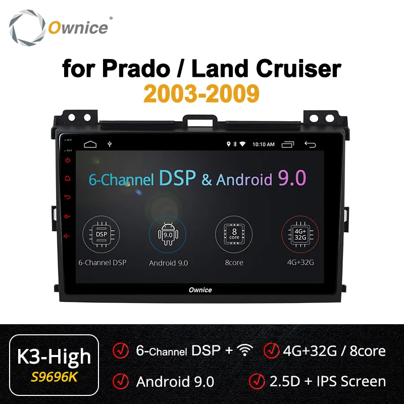 S9696 K3-High Ownice Восьмиядерный Android 9 4G LTE 360 Panorama DSP SPDIF автомобильный DVD gps Navi k3 k5 k6 для Prado 2004 2005-2009 Land Cruiser 2003 - Цвет: S9696 K3-High
