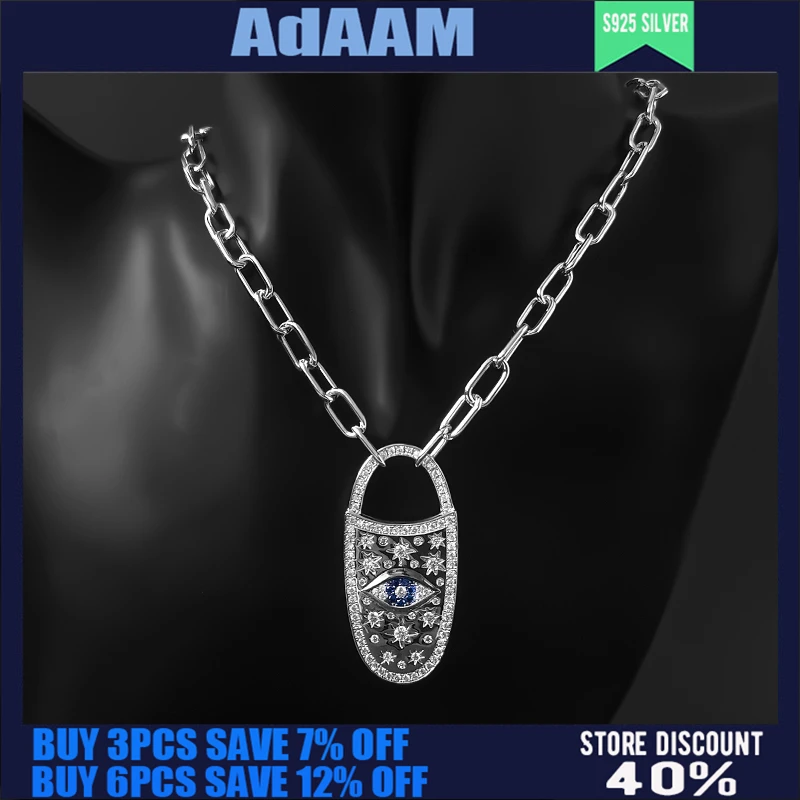 

S925 Sterling Silver New Anti-evil Eye Long Necklace Female Devil Eye Lock Chain Interlocking Clavicle Chain Fashion Jewelry
