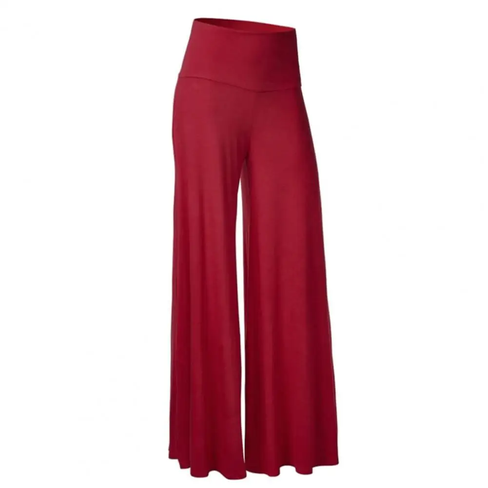

Wholesale Wide Leg Pants Stylish Elastic Polyester Lady Loose Solid Color Long Trousers for Beach Daily Life Office