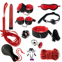 12pcsset sm sex toys for couples exotic accessories nylon silicone sex bondage set lingerie handcuffs whip rope anal vibrator