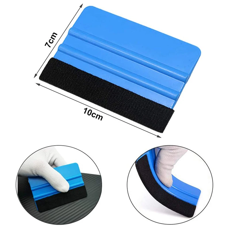 1PC Auto Styling Vinyl Carbon Fiber Window Ice Remover Cleaning Wash Car Scraper With Felt Squeegee Tool Film Wrapping 10x7cm | Автомобили