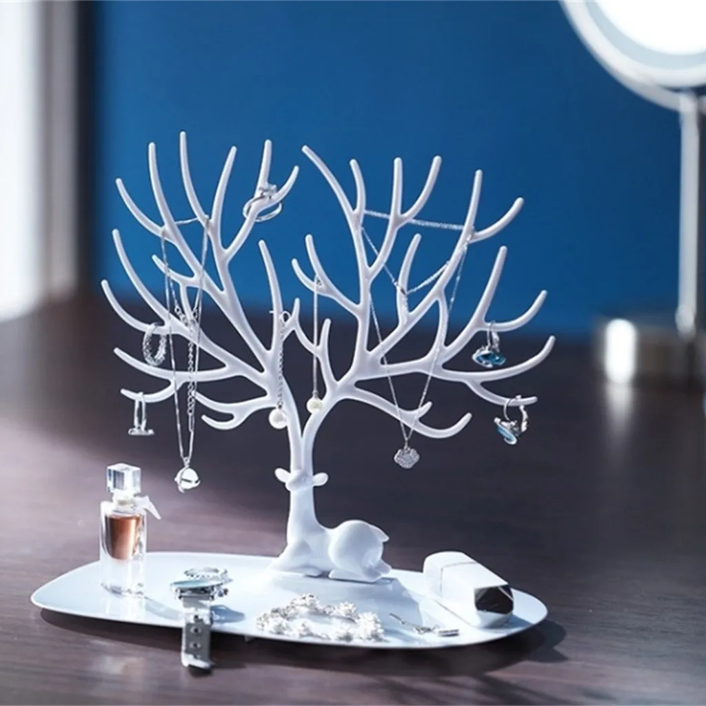 

Creative Jewelry Organizer Deer Earrings Necklace Ring Pendant Bracelet Display Stand Tray Tree Storage Holder Ring Stand