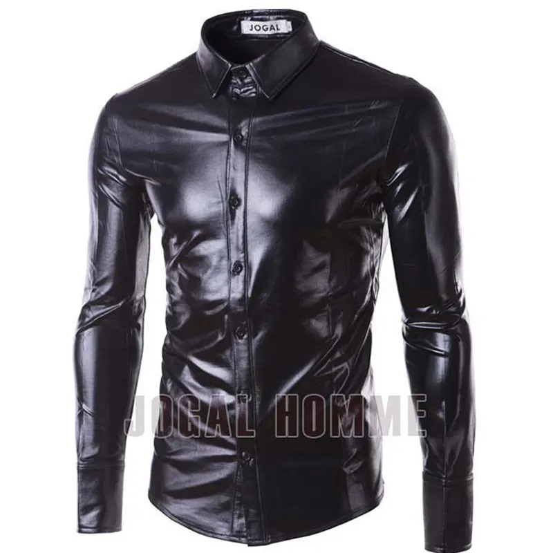 Мужская классическая рубашка с золотым металлическим блеском Повседневная