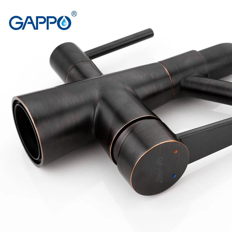 Смесители для кухни GAPPO кран с фильтрованной водой черный цвет крепление на