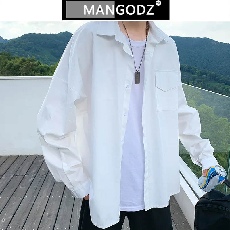 

Men Oversized Shirt Solid Colors Long Sleeve Harajuku Shirts Hip Hop Streetwear Casual Blourse Couples Clothes Camisa Masculina