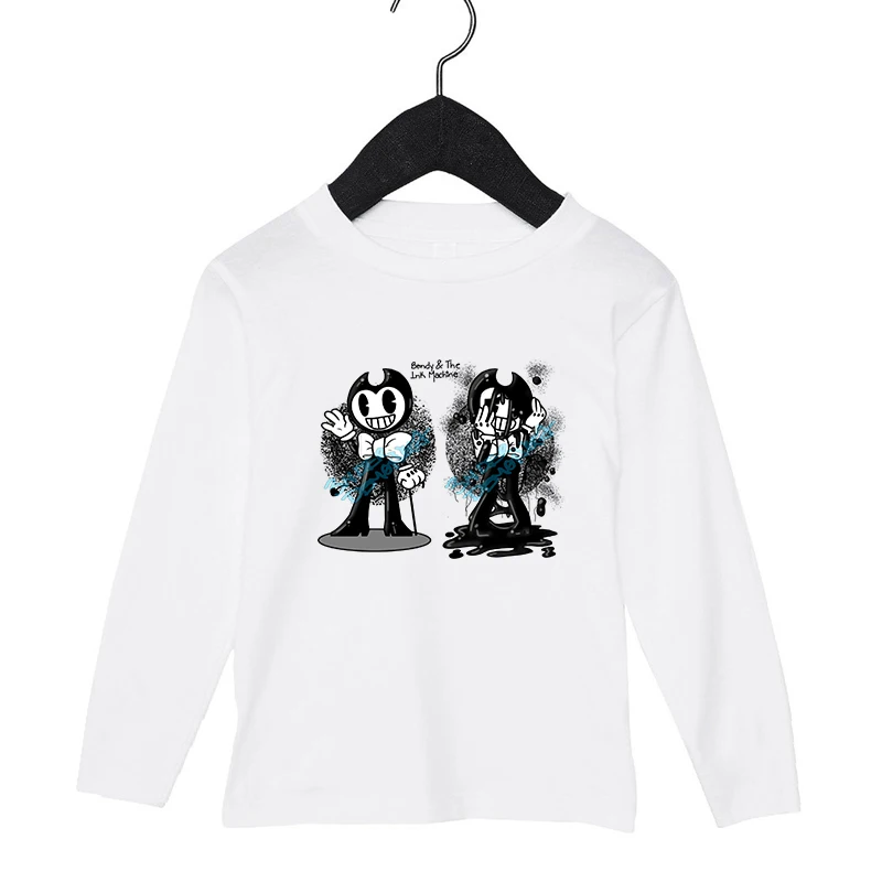 

New Children Print Clothes Cotton T-shirt Bendy Long Sleeve T Shirt Tees Clothing Cartoon Print Tops Kids Tshirt Harajuku Shirts