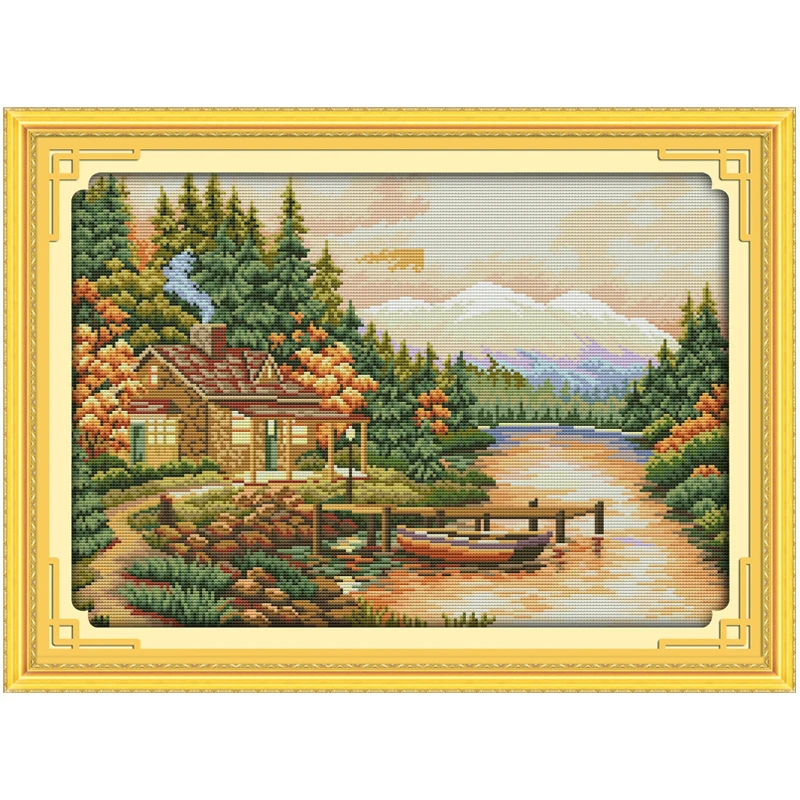 Закат пейзаж живопись Счетный 11CT 14CT DIY kit китайская Оптовая Вышивка крестом