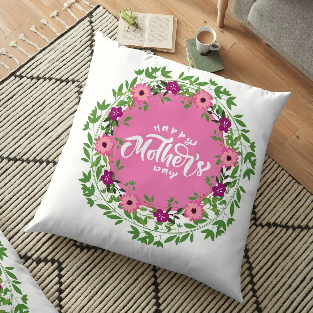 

Счастливый День матери пурпурных цветочный венок печатные декоративные подушки дивана Наволочка украшения для домашнего декора, накидка д...