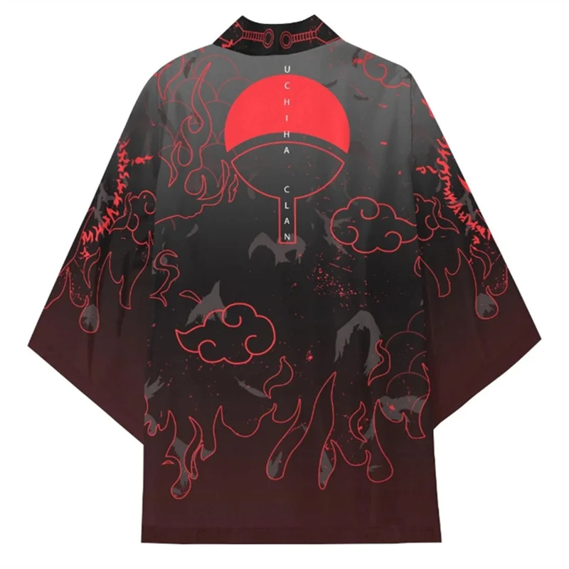 Аниме Hokage ниндзя Kurama Uchiha Akatsuki Косплей костюмы кимоно хаори пальто рубашка плащ