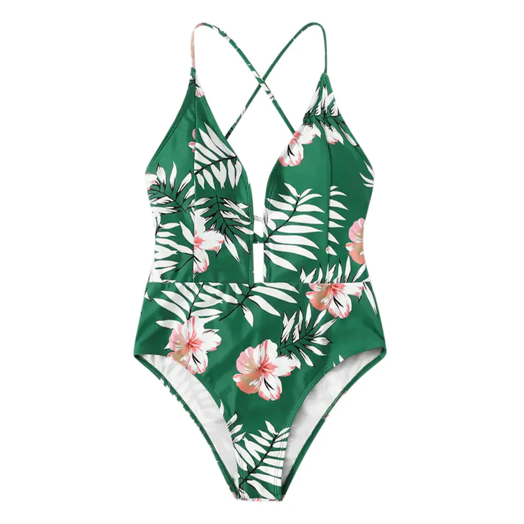 Женский сексуальный купальник с принтом листьев небольшой свежий высокой талией
