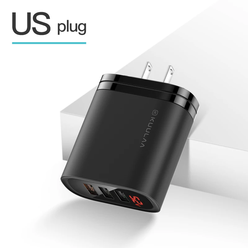 US Black KUULAA Quick Charge 3,0 USB зарядное устройство 30 Вт QC3.0 QC Быстрая зарядка мульти разъем зарядное устройство для мобильного телефона для iPhone samsung Xiaomi huawei - Тип штекера: US Black