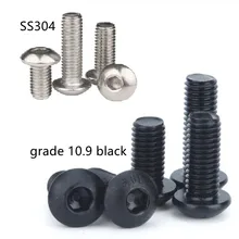 5-50PCS Grade10.9 button head screw iso7380 m1.6 M2 M2.5 M3 M4 M5 M6 M8 stainless steel 304 A2-70 Hex Socket Allen Head Screws