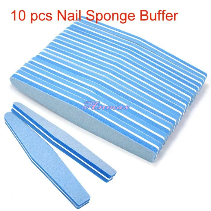 10 шт. пилки для ногтей блок полировки губка маникюра #100 #180 синий | Красота и