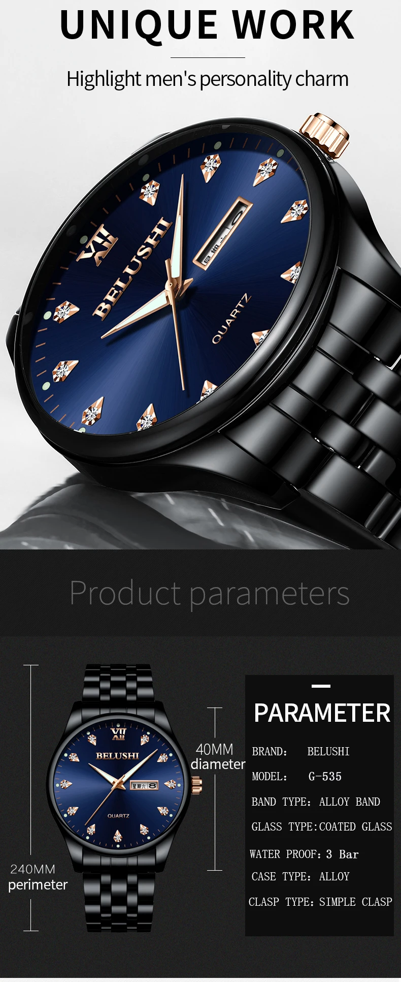 Mens Watches Top Brand Luxury Casual Watch New Fashion Waterproof Business Quartz Watches For Mens Wristwatch Clock Full Steel