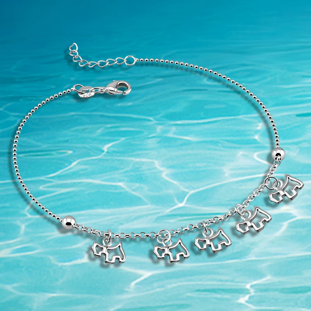 Браслет для женщин из стерлингового серебра 925 пробы маленький браслет на ногу с