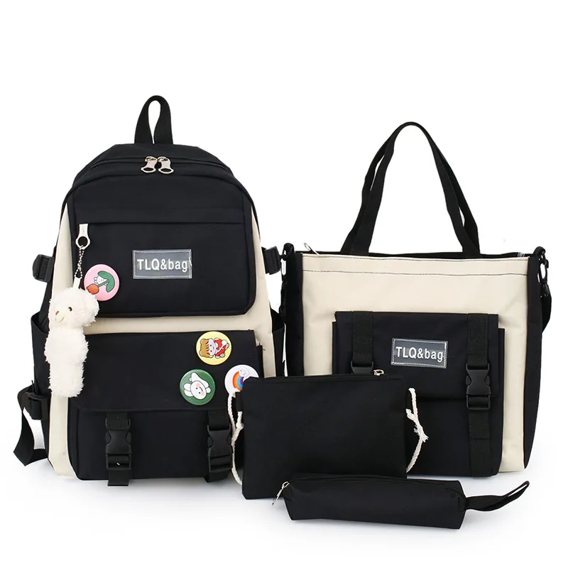 

Four-piece School Bag Primary School Students Lightweight Girl Backpack High-capacity Junior High School Students Shoulder Bag