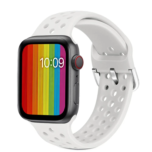 Light white Силиконовый ремешок для apple watch 4 band 44 мм 40 мм iWatch band 42 мм 38 мм спортивный браслет correa apple watch 4 3 2 1 Аксессуары - Цвет ремешка: Light white