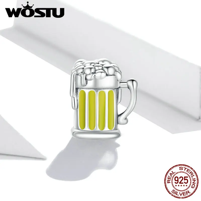 WOSTU Beer Glass Charm fit оригинальный браслет в виде змеи из стерлингового серебра 925 пробы
