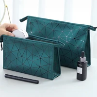 diamond lattice pu cosmetic bag women travel toiletries organizer makeup bags waterproof female storage make up cases