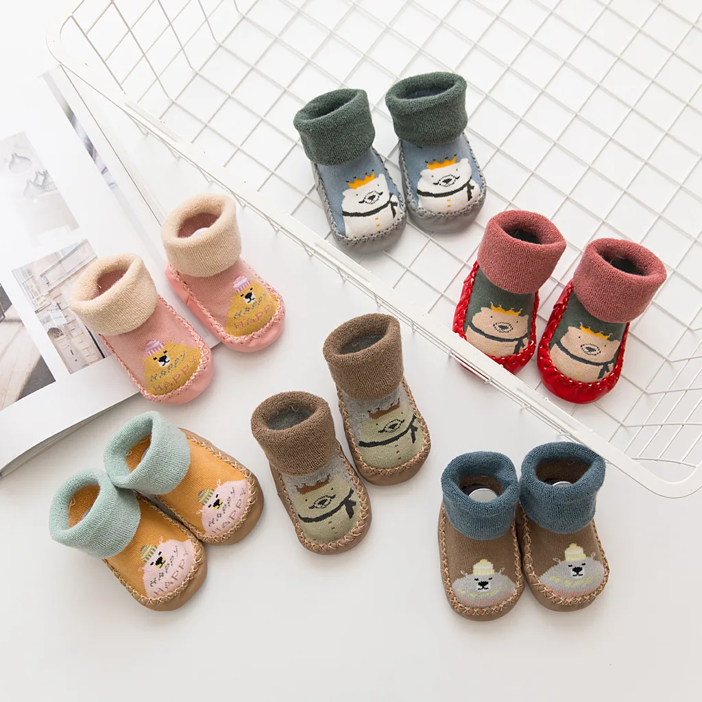 Зимние носки для малышей носки для мальчиков и девочек chaussette enfant, хлопковые детские гетры, детские носки-тапочки нескользящие носки для малышей