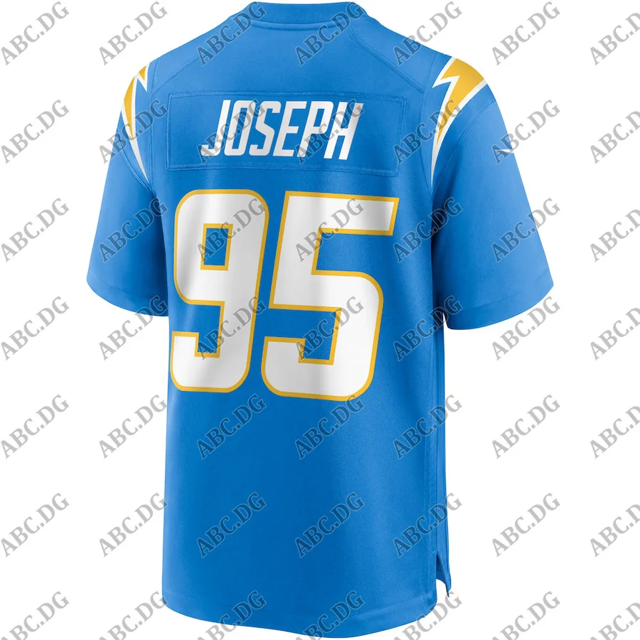 

Customized Stitch American Football Jersey Men Women Kid Youth Los Angeles Linval Joseph Powder Blue Game Player Jersey