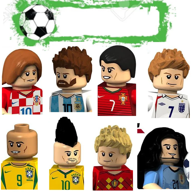 8 шт. фигурки чемпионата мира по футболу игрушки конструкторы Месси Криштиану