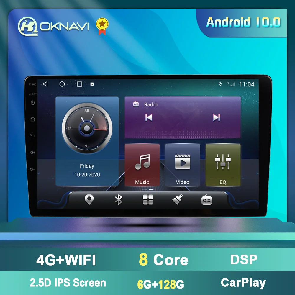 Автомобильный мультимедийный плеер OKNAVI 9/10 дюйма Android 9 0 2 DIN универсальное радио