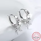 Творческий старинные ювелирные изделия с рисунком Луна, Звезды реальные 925 стерлингового серебра серьги для девочек крест, обруч для женщин FQL20495