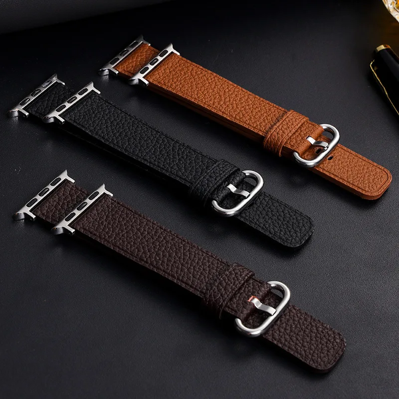 

Calfskin Leather Strap For Apple Watch Band 44mm 42mm 40mm 38mm Watchbands for iWatch 6 SE 5 4 3 2 1 UTHAI G06