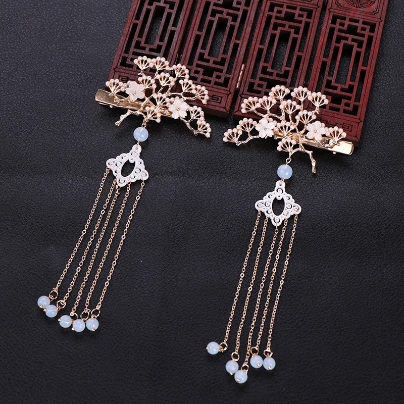 Классический китайский стиль жемчужные длинные кисточки заколки для волос