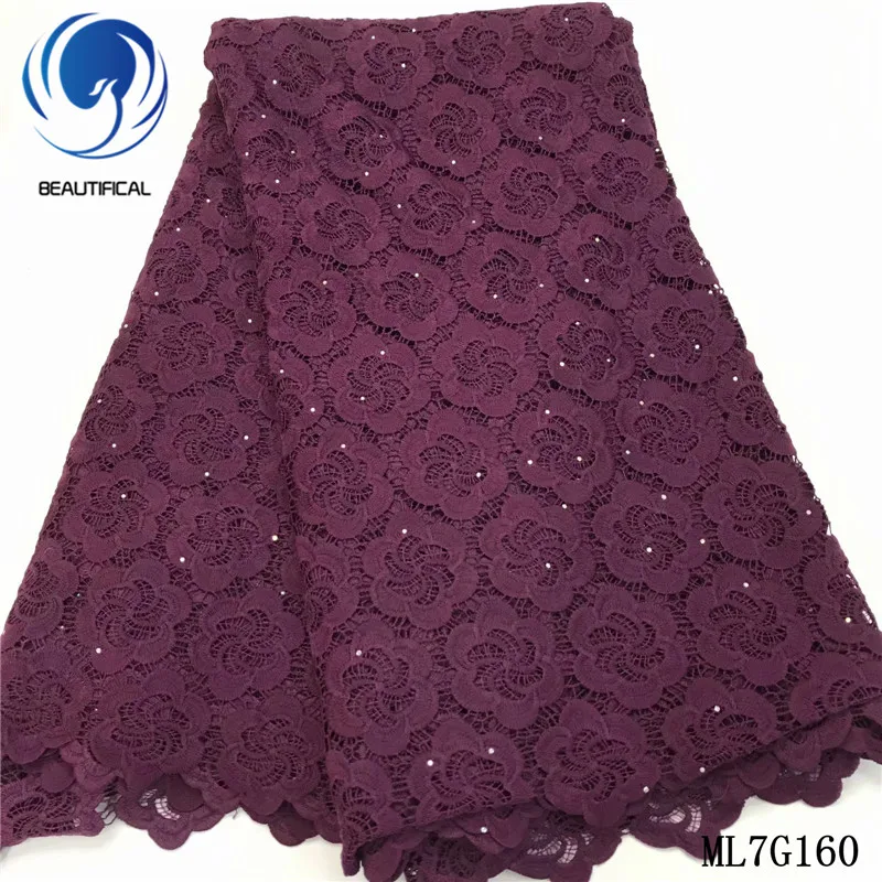Красивое Африканское кружево с камнями вышитая кружевная Ткань 5 ярдов Гипюровое