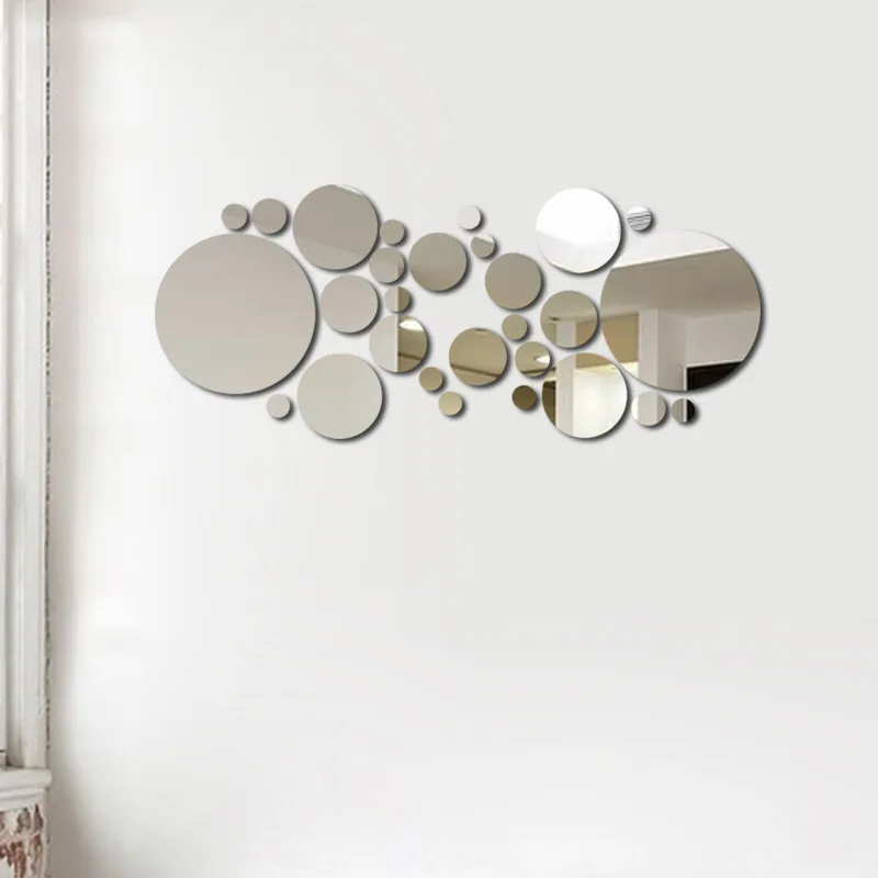 

26Pcs 3D Mirror Wall Sticker Round Mirror DIY TV Background Room Stickers Wall Decor Bedroom Bathroom Home Decoration Mirror