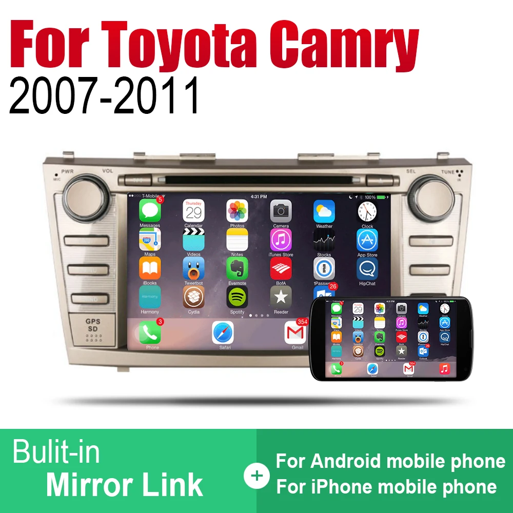 Автомобильный DVD GPS навигатор на Android для Toyota Camry 2007 2008 2009 2010 проигрыватель с