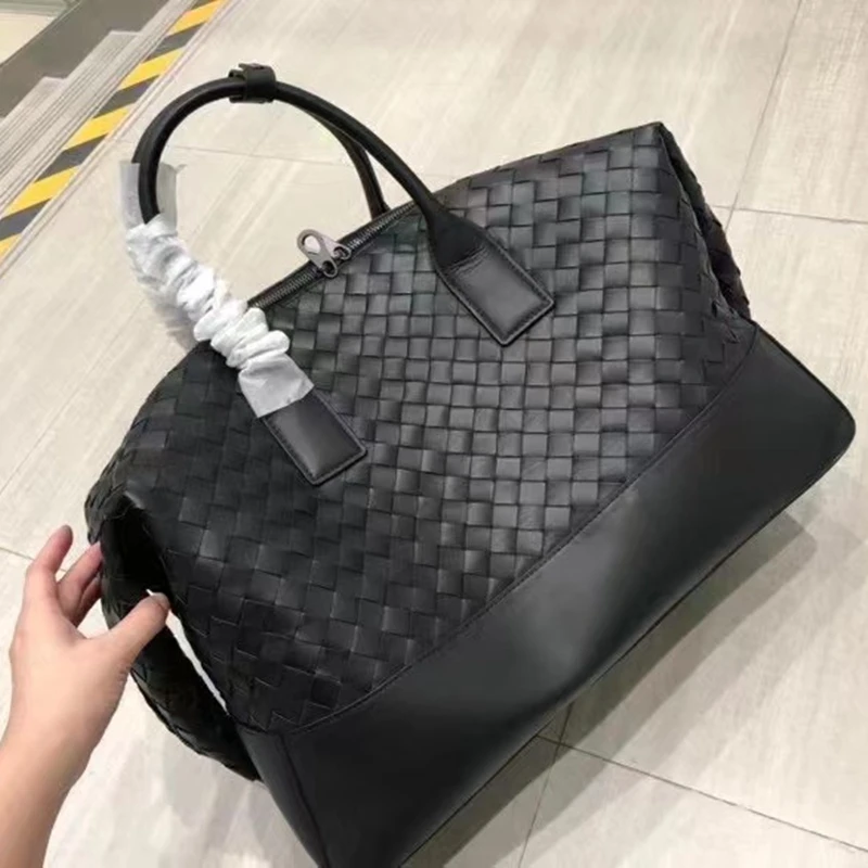 Diagonal package handbag  Leather bag The single shoulder bag сумка мужская Large capacity handbag  Handmade leather woven bag