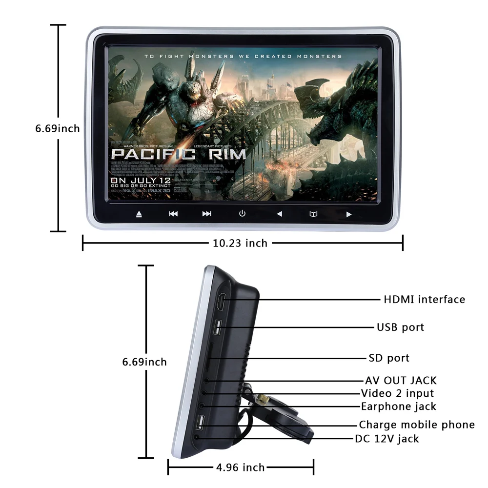 10 1 дюймов подголовник DVD плеер портативный для автомобиля цифровой сенсорный