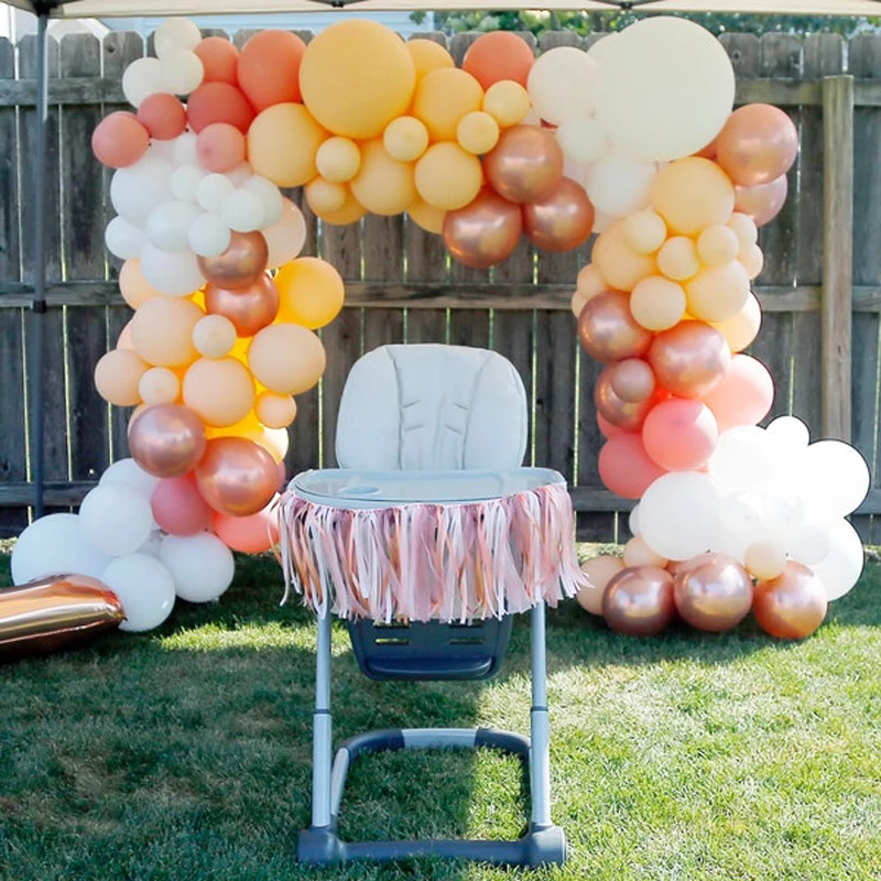 

132/264 Pcs Macaron Orange Balloon Garland Arch Kit Chrome Rose Gold Balloon Decoration for Wedding Birthday Home Party