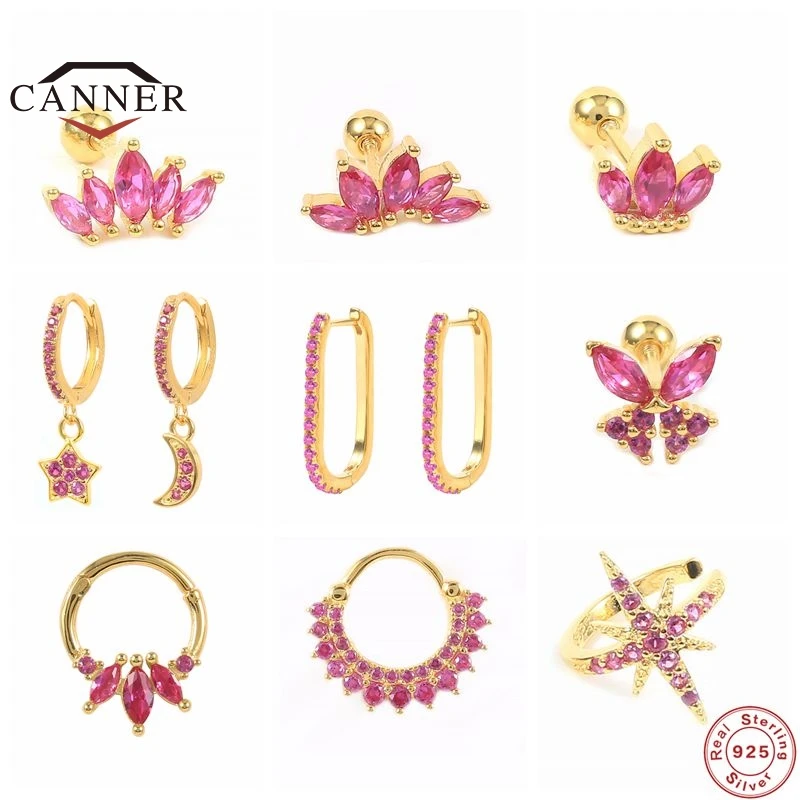 

CANNER Rose Gold Color 925 Sterling Silver Stud Earrings for Women Small Piercing Earring Fashion Earings Fine Jewelry Gifts
