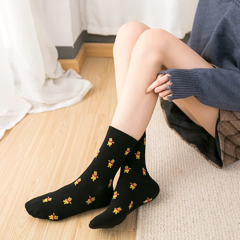 

Autumn Winter Japanese Harajuku Kawaii Cute Socks Cotton Korean Jacquard Cartoon Socks Women Fashion Student Socks